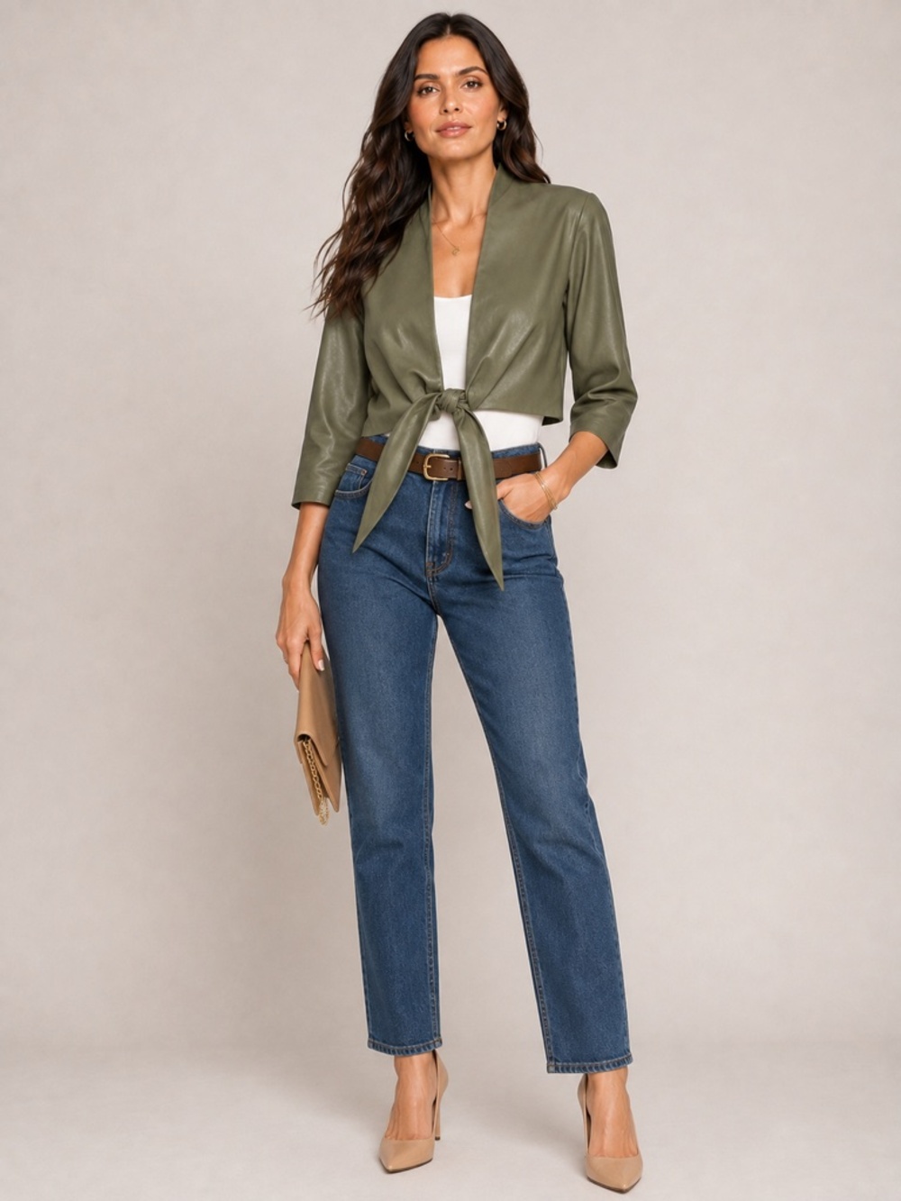 NWT Lamarque - Green Cropped Leather Jacket/Blazer - SzM - Picture 3 of 12